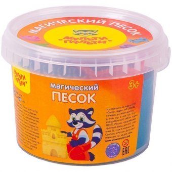 Песок для лепки Мульти-Пульти "Магический песок", синий, 500г, 2 формочки