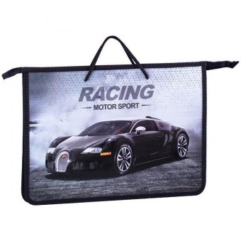 Папка с ручками А4 ArtSpace "Motor sport" пластик, ручка шнурок, на молнии, 75мм