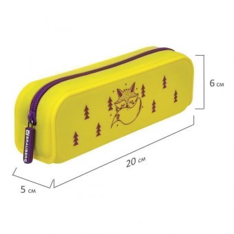 Пенал-косметичка BRAUBERG, силикон, "Fox", 20х5х6 см, 229029