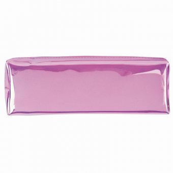 Пенал-косметичка ЮНЛАНДИЯ, мягкий, полупрозрачный "Glossy", розовый, 20х5х6 см, 228984