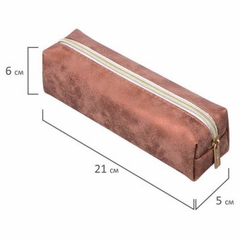 Пенал-косметичка BRAUBERG, экокожа, Luxury, с эффектом позолоты, бронзовый, 21х5х6 см, 228996