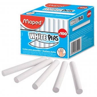 Мел белый MAPED (Франция), антипыль, набор 100 шт., круглый, 935020