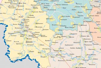Административная карта Курской области GlobusOff, 193х120 см
