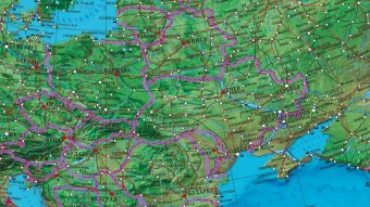 Глобус напольный вид Земли из Космоса на металлической подставке, d=95 см