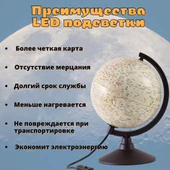 Глобус Луны Classic с подсветкой от сети d=32 см