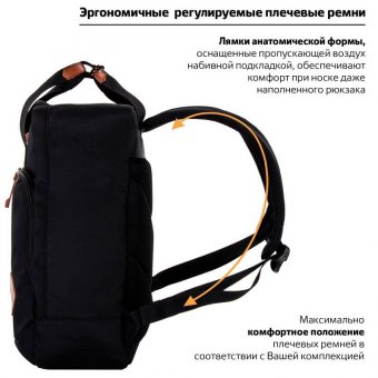 Рюкзак BRAUBERG FRIENDLY молодежный, черный, 37х26х13 см, 270089