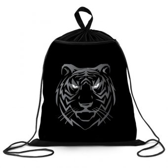 Мешок для обуви BRAUBERG, с петлёй, карман на молнии, 47х37 см, "Tiger", 271610