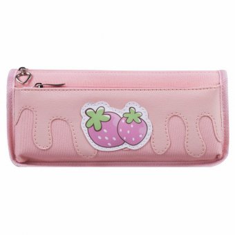 Пенал мягкий ЮНЛАНДИЯ, 2 отделения, полиэстер, "Strawberry shortcake", розовый, 21х9х6 см, 271577