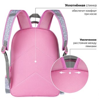 Рюкзак ПИФАГОР SCHOOL, 1 отделение, 3 кармана, "Adorable bunny", 38x28х14 см, 270654