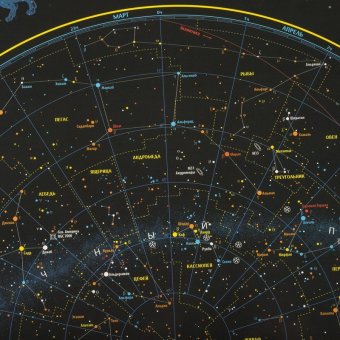 Карта "Звездное небо и планеты" 101х69 см, с ламинацией, интерактивная, в тубусе, BRAUBERG, 112371