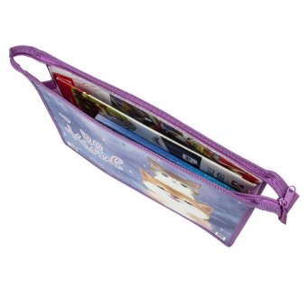 Папка для тетрадей ЮНЛАНДИЯ А4, 1 отделение, картон/пластик, блестки, на молнии, "Happy time", 270860