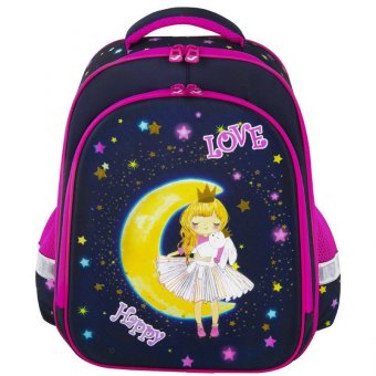 Ранец BRAUBERG KIDS STANDARD, 2 отделения, "Moon girl", 36х28х14 см, 271387