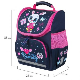 Ранец ПИФАГОР BASIC, 1 отделение, 3 кармана, эргономичная спинка, "Lovely bunny", 35х28х18 см, 271371