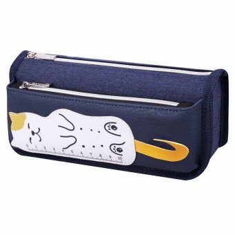 Пенал мягкий ЮНЛАНДИЯ, 2 отделения, полиэстер, "Cats rule", синий, 21х9х6 см, 271576