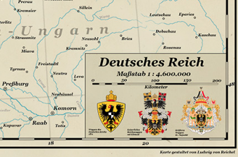 Карта административная Германской империи 1871 год, на немецком языке, 120 х 95 см
