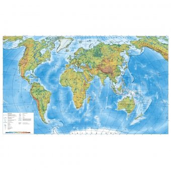 Карта Мира физическая на магнитной основе 60 х 36.8 см, GlobusOff