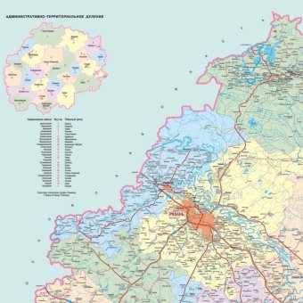 Карта Рязанской области и автодороги GlobusOff 150 х 175 см
