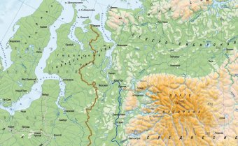 Карта России физическая 115 х 194 см, GlobusOff