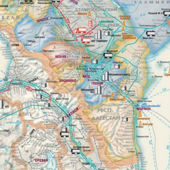 Карта России и сопредельных государств. Пути транспортировки нефти и нефтепродуктов 200х120 см