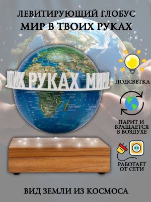 Левитирующий глобус вид Земли из космоса D=15 см "Мир в твоих руках" Globusoff 227431