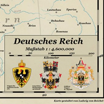 Карта административная Германской империи 1871 год, на немецком языке, 63 х 50 см