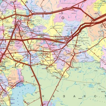 Карта евроазиатской системы магистральных газопроводов 120 х 220 см, GlobusOff