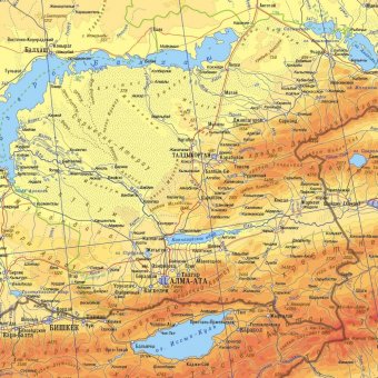 Физическая карта Казахстана 120 x 200 см, GlobusOff