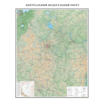 Физическая карта Центрального ФО, Globusoff 150 х 195 см