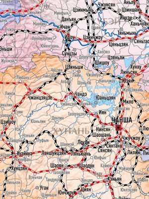 Карта железных дорог Китая 100 x 135 см, GlobusOff