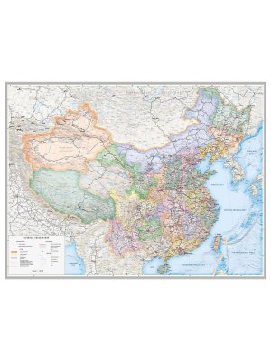 Карта железных дорог Китая 100 x 135 см, GlobusOff