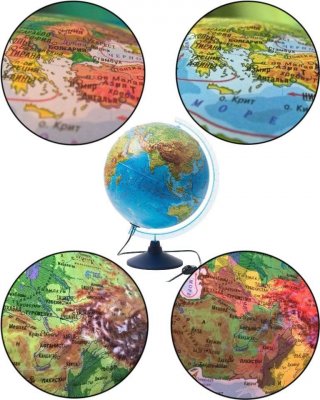 Глобус физический Globusoff d=15 см, 2 штуки
