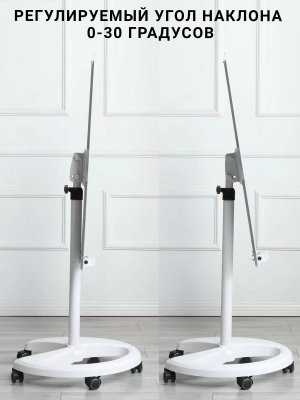 Доска стеклянная магнитно-маркерная 60х90 см на колесах белая Luxury Gift 