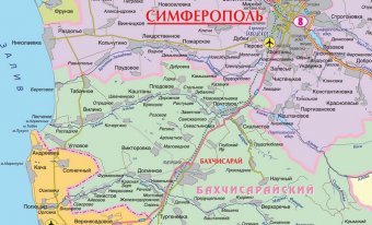 Карта Крыма административная по заказу, 150*93 см