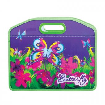 Пластиковая сумка на молнии "Butterfly" А4 для девочек BRAUBERG 224363