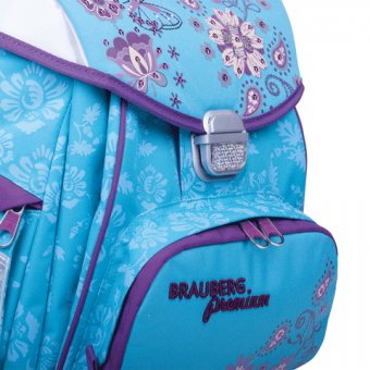 Ранец жесткокаркасный для девочек "Flowers" BRAUBERG PREMIUM 224155