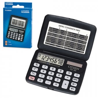 Калькулятор карманный CITIZEN FS-60BKII, 8 разрядный, двойное питание