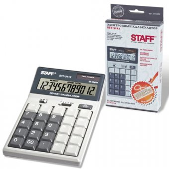 Калькулятор настольный STAFF STF-3112, 12 разрядный, двойное питание