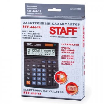 Калькулятор настольный STAFF STF-444-12, 12 разрядный с двойным питанием