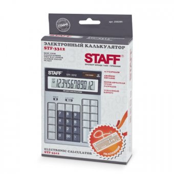 Калькулятор настольный STAFF STF-3312, 12 разрядов, двойное питание