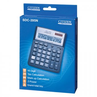 Калькулятор настольный CITIZEN SDC-395N, 16 разрядный с двойным питанием