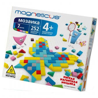 Магнитная мозаика-конструктор MAGNETICUS (252 детали, 20 этюдов, 7 цветов)