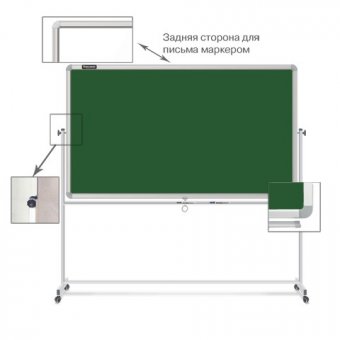 Магнитно-маркерная доска для мела передвижная двусторонняя 90*120 см BRAUBERG, 231704
