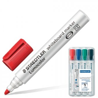 Набор маркеров STAEDTLER для доски 4шт, круглый наконечник 2 мм, 150691