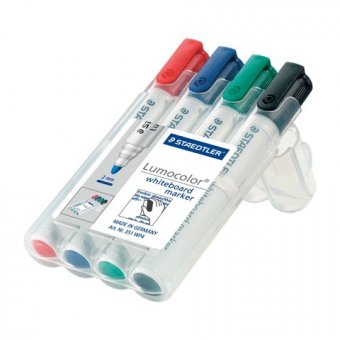 Набор маркеров STAEDTLER для доски 4шт, круглый наконечник 2 мм, 150691