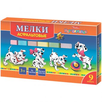 Набор цветных мелков асфальтовых "Далматинцы", 9цв