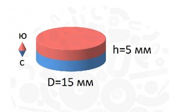 Магнит для стеклянных досок (неодимовый диск) 15х5 мм