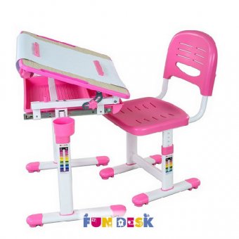 Растущая парта со стулом для рисования Bambino Pink Fundesk