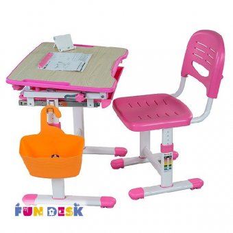 Растущая парта со стулом для рисования Bambino Pink Fundesk