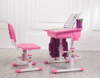 Растущая парта и стул для детей Capri Pink Fundesk