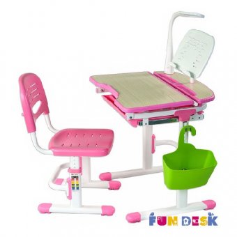 Растущая парта со стулом для детей Sorriso Pink Fundesk